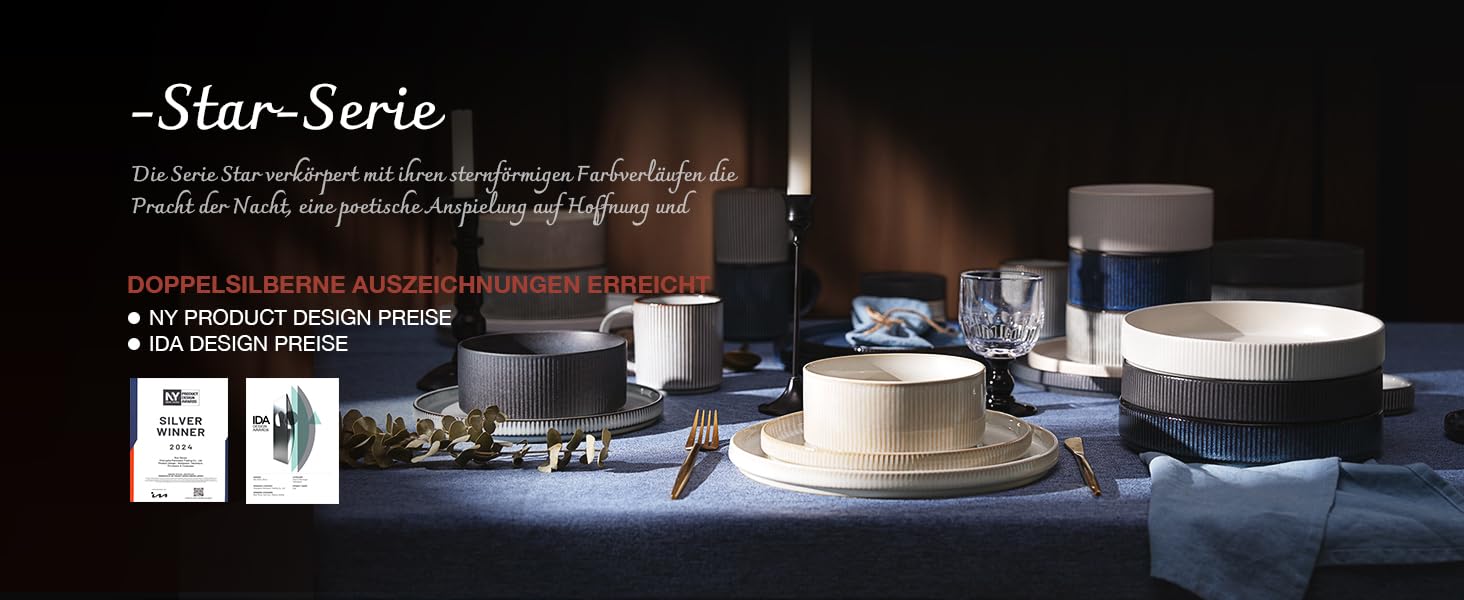 Набір тарілок Star 12 предметів для 4 осіб, керамічний посуд, стійкий до подряпин, для мікрохвильовки та посудомийної машини (Небесно-блакитний, чашки 355 мл, 6 шт.)