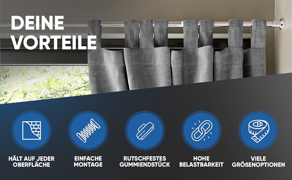 Штанга для душу без свердління 160-210 см, біла, діаметр 32 мм, з кріпленнями - для ванної, кухні та міжкімнатних дверей