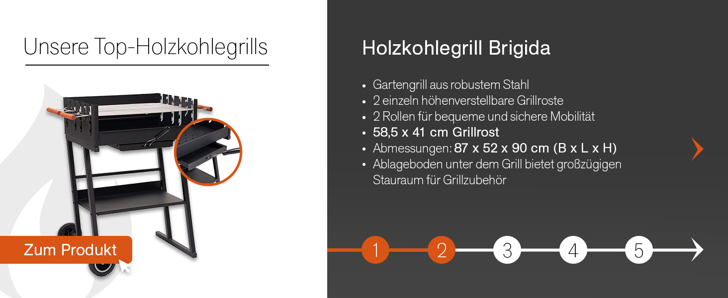 Мангал Tarrington House Brigida з чавунною решіткою, сталь, 2 регульовані решітки, на колесах, чорний