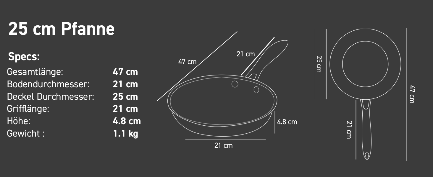 Сковорода HexClad 25 см з нержавіючої сталі, гібридна, з антипригарним покриттям, без PFOA, для плити та духовки, з холодною ручкою