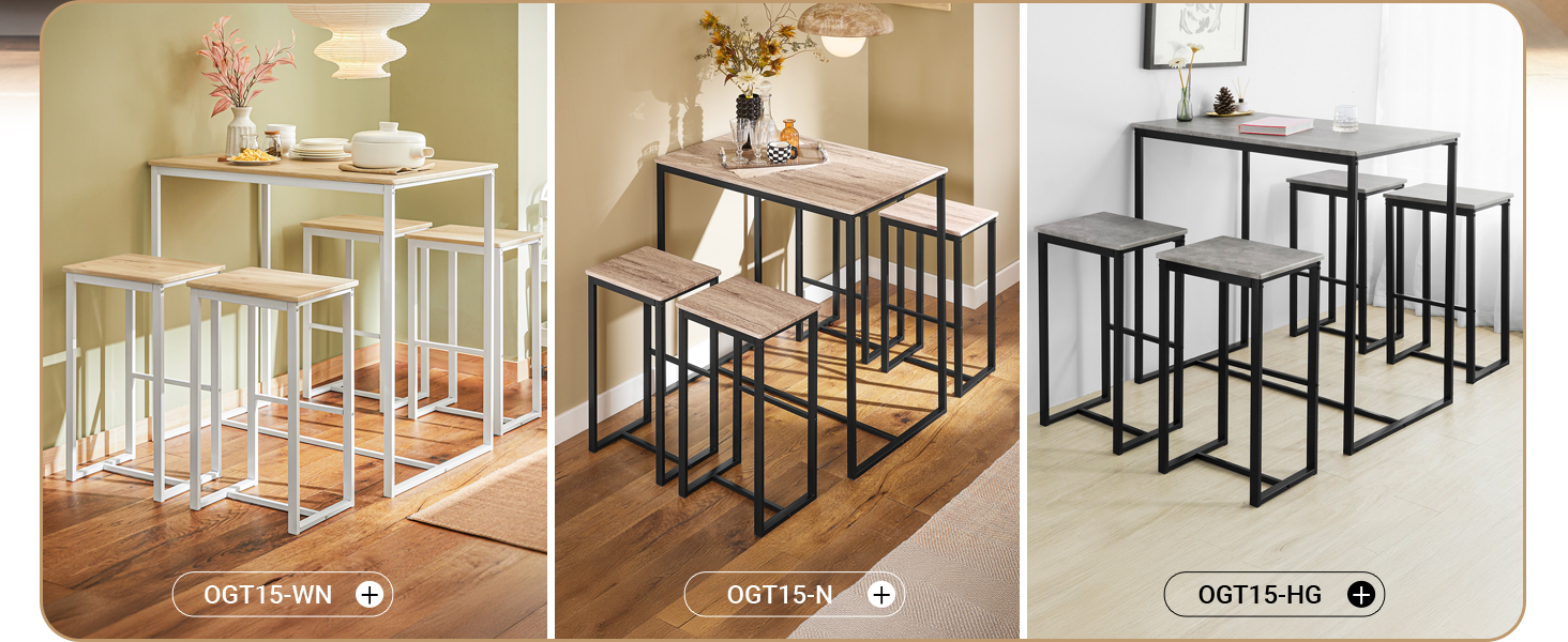 Стільниця SoBuy з 4 стільцями: кухонний/барний стіл для кухні, їдальні, маленьких кімнат. Компактний набір, білий, 100x60x96 см, висота стільця 67 см. OGT15-WN