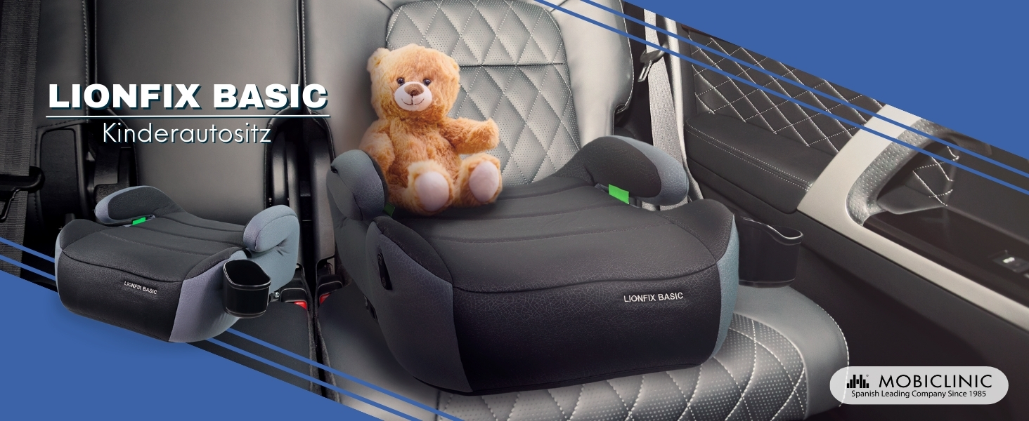 Дитяче сидіння, I-Size, Від 125-150 см, IsoFix System, Знімний чохол, що миється, Lionfix Basic, R129 Standard, Європейський бренд, Дитяче крісло, Підлокітник і текстильна оббивка