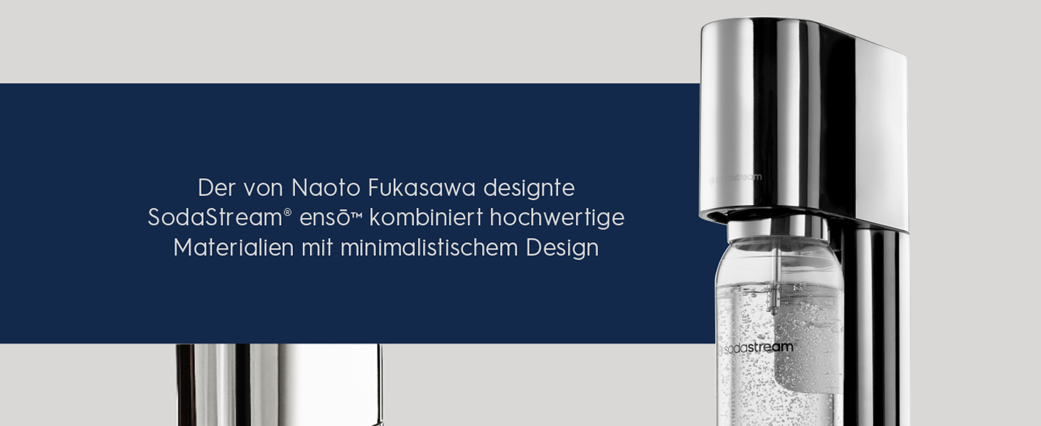 Сифон для газування води SodaStream ENSO, пляшка 1 л, нержавіюча сталь, сріблястий (без циліндра)
