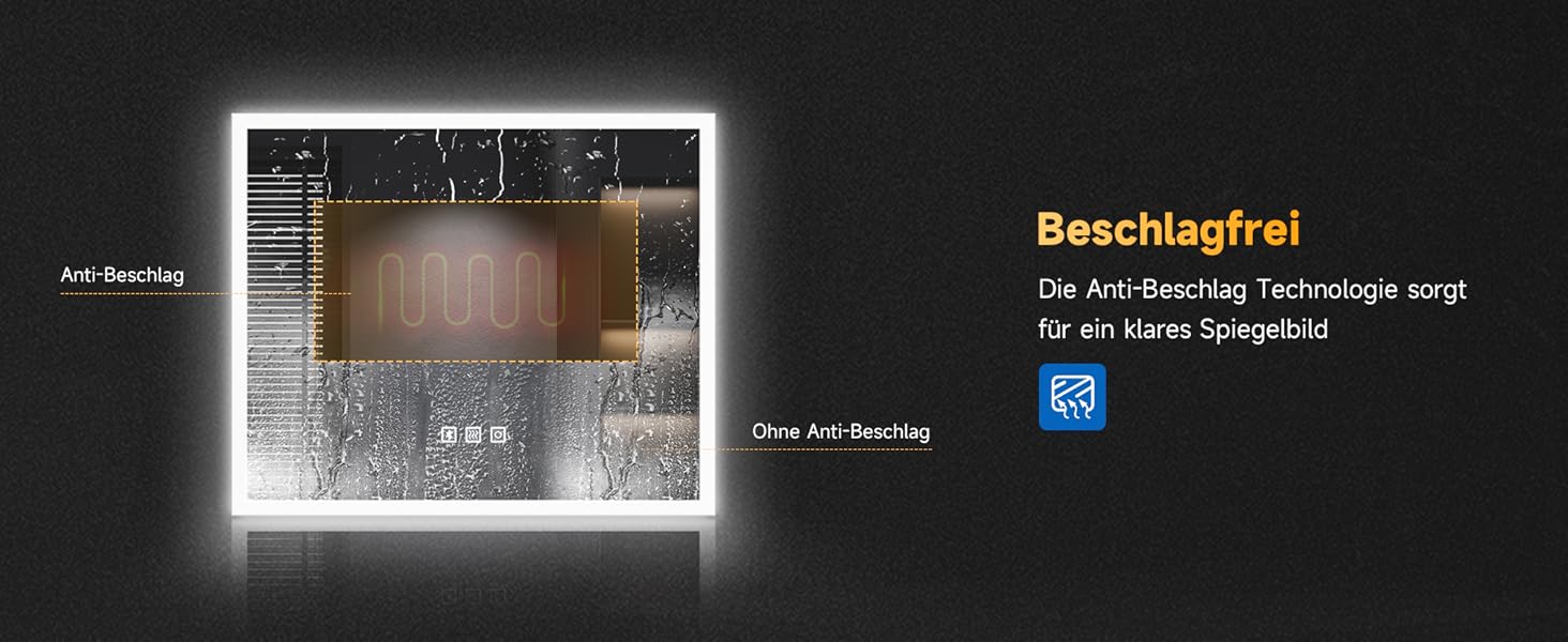 Дзеркало для ванної кімнати SONNI LED 50x70 см з LED-підсвічуванням, сенсорним керуванням, 3 кольори світла, проти запотівання та функцією пам'яті. Білий колір.