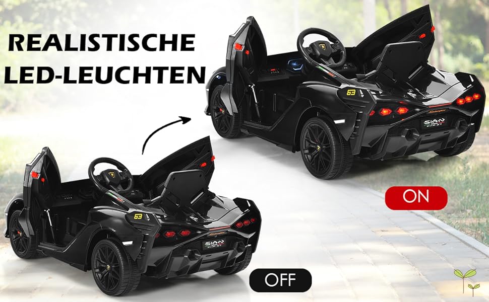 Дитячий електромобіль Lamborghini GOPLUS, з пультом керування, Bluetooth, USB, музика, 3–5 км/год, для дітей 3–8 років, білий/чорний