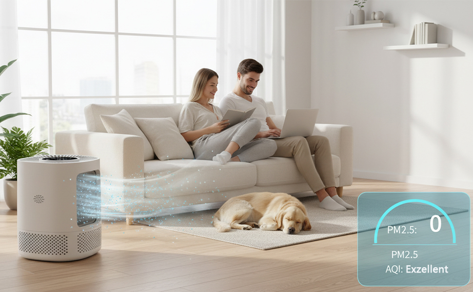 Повітряний фільтр з HEPA фільтром H13: очищення від пилу та частинок до 0,3 мікрона, тихий режим (20 дБ), авто-режим, 3 швидкості для дому