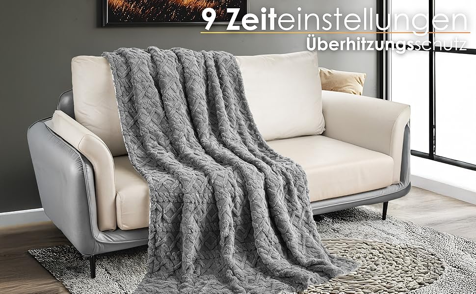 Електрична гріюча ковдра з автовимкненням 180x130 см, 9 температурних режимів, 40°C, пральна