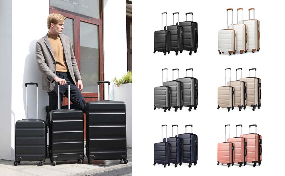 Чемодан-валіза KONO на коліщатках, середній, з ABS пластику, блакитний (колекція)