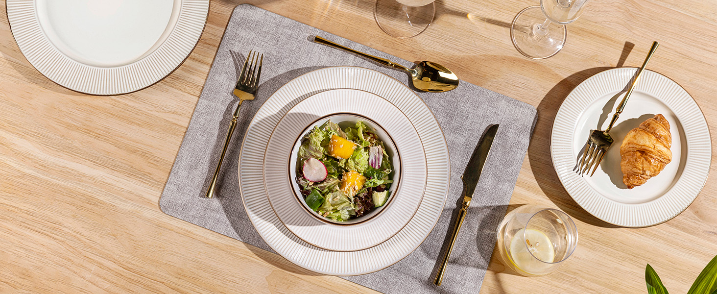 Набір посуду GBhome на 6 осіб, 18 предметів, ручної роботи, кераміка, дизайн 'Діамант', сумісний з мікрохвильовою піччю та посудомийною машиною