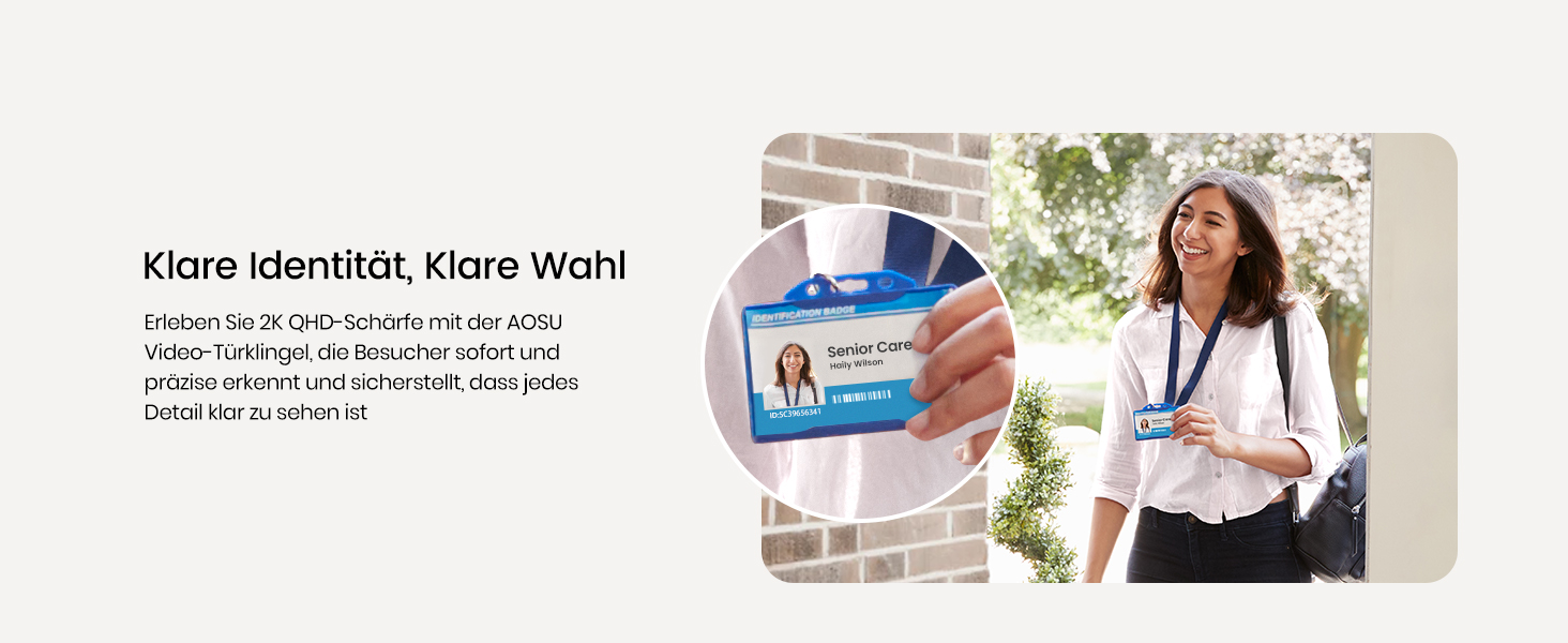 Бездротовий відеодомофон з камерою AOSU 2K HD з PIR-датчиком та детекцією пакунків, сумісний з Alexa