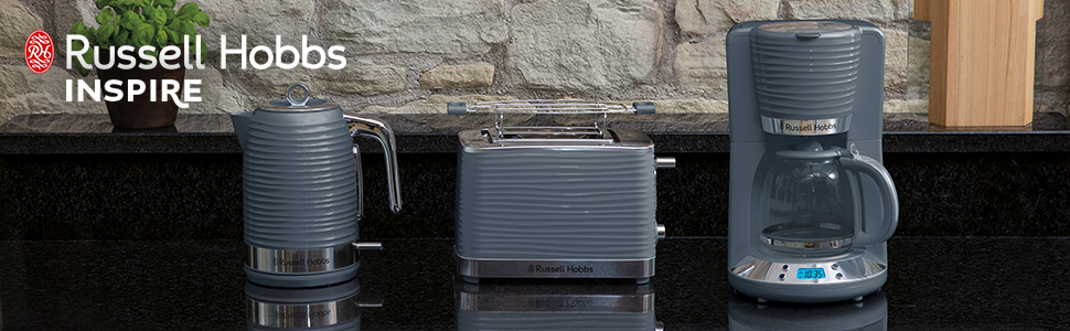 Тостер Russell Hobbs Inspire Grau на 2 тости, з підставкою для булочок, 6 режимів, розморожування та підігрів - 24373-56