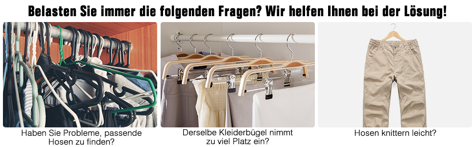 Набір вішалок для штанів Housolution 4 шт. з антиковзним покриттям, чорного кольору