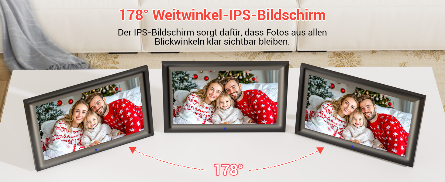 Цифровий фоторамка OBVHNUA 10.1 дюйма з IPS екраном (1280x800) та пультом, USB/SD (128GB), автоповорот, відтворення фото/музики/відео