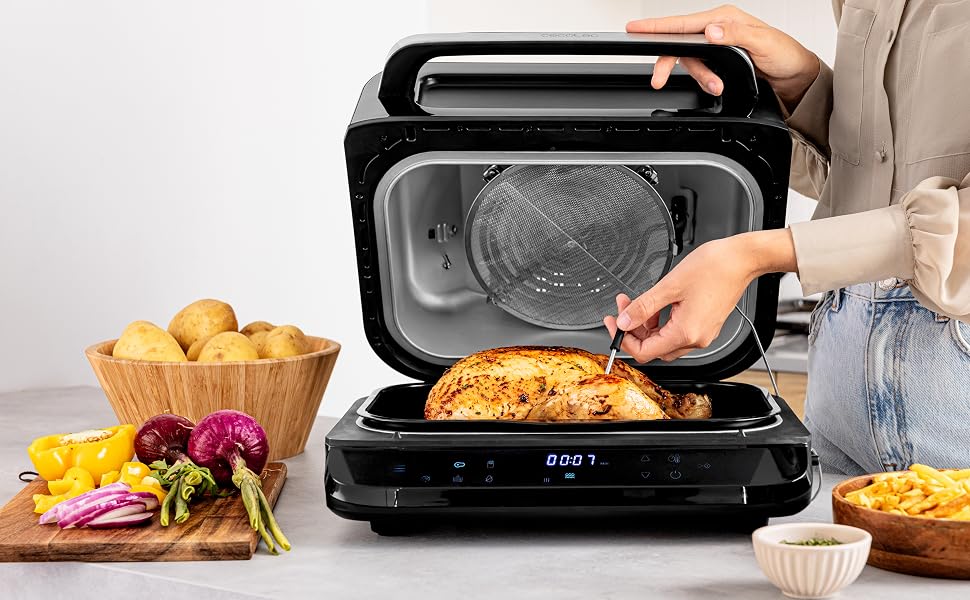 Аерофритюрниця-гриль Cecotec Cecofry FireDome 6000, 6 л, 2400 Вт, 6 режимів приготування, 4 рівні гриля, з термостатом та датчиком температури