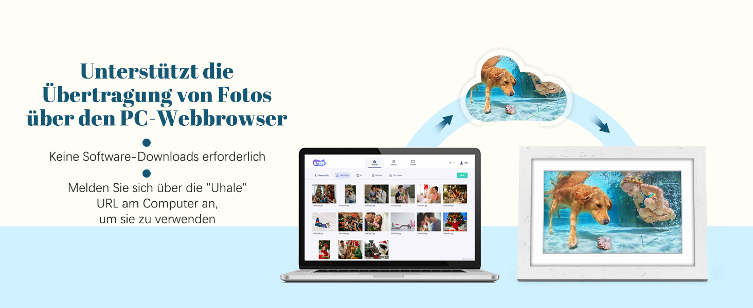 Цифровий фоторамка Eptusmey 10.1 дюймів з Wi-Fi, дуб, 32GB, IPS Touchscreen, відтворення фото/відео через Uhale APP, подарунок для чоловіків та жінок, білий