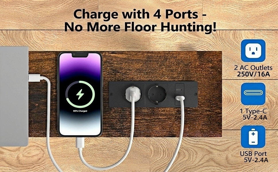 Набір з 2 вузьких консольних столів за диван з розетками, USB та Type-C, регульована висота (8 рівнів), 100x15 см, для вітальні