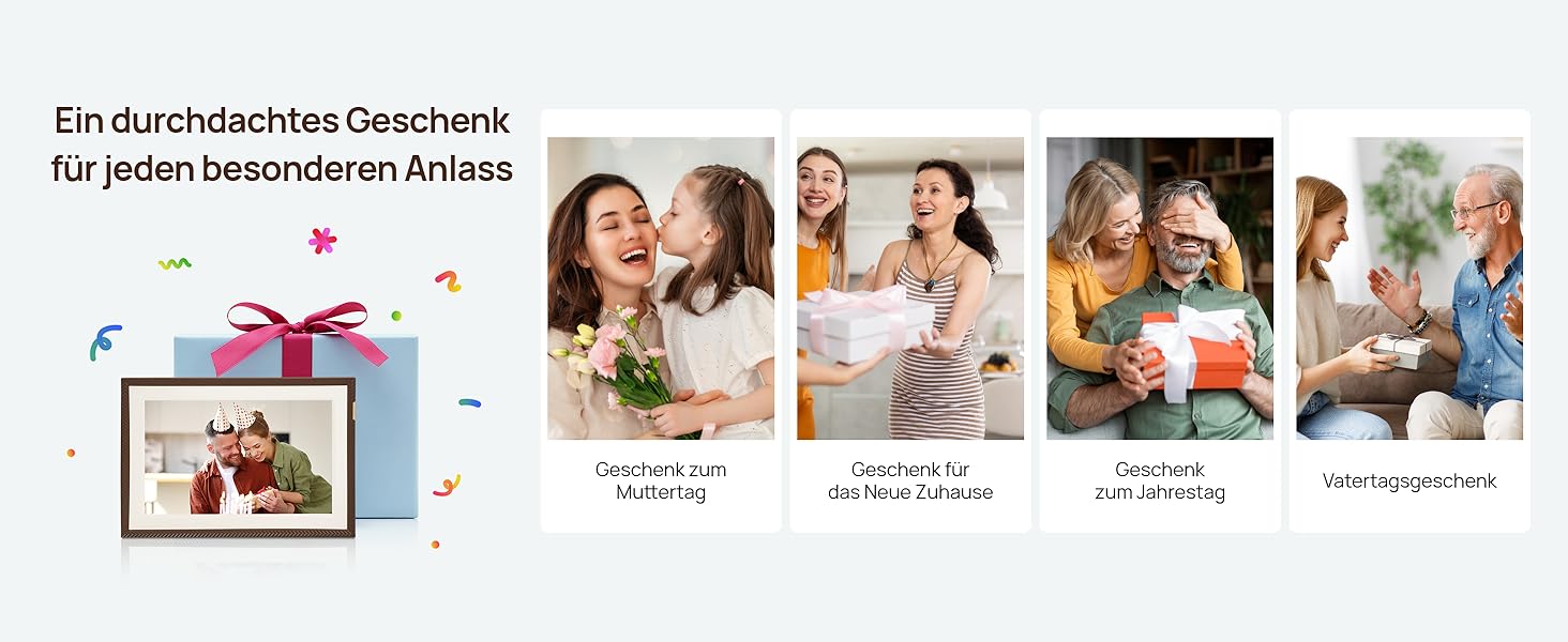 Цифровий фоторамка ARZOPA 15.6 дюймів з безлімітним хмарним сховищем, віддаленою передачею фото та відео, FHD сенсорним екраном. Ідеальний подарунок! Модель D15 (Коричневий)