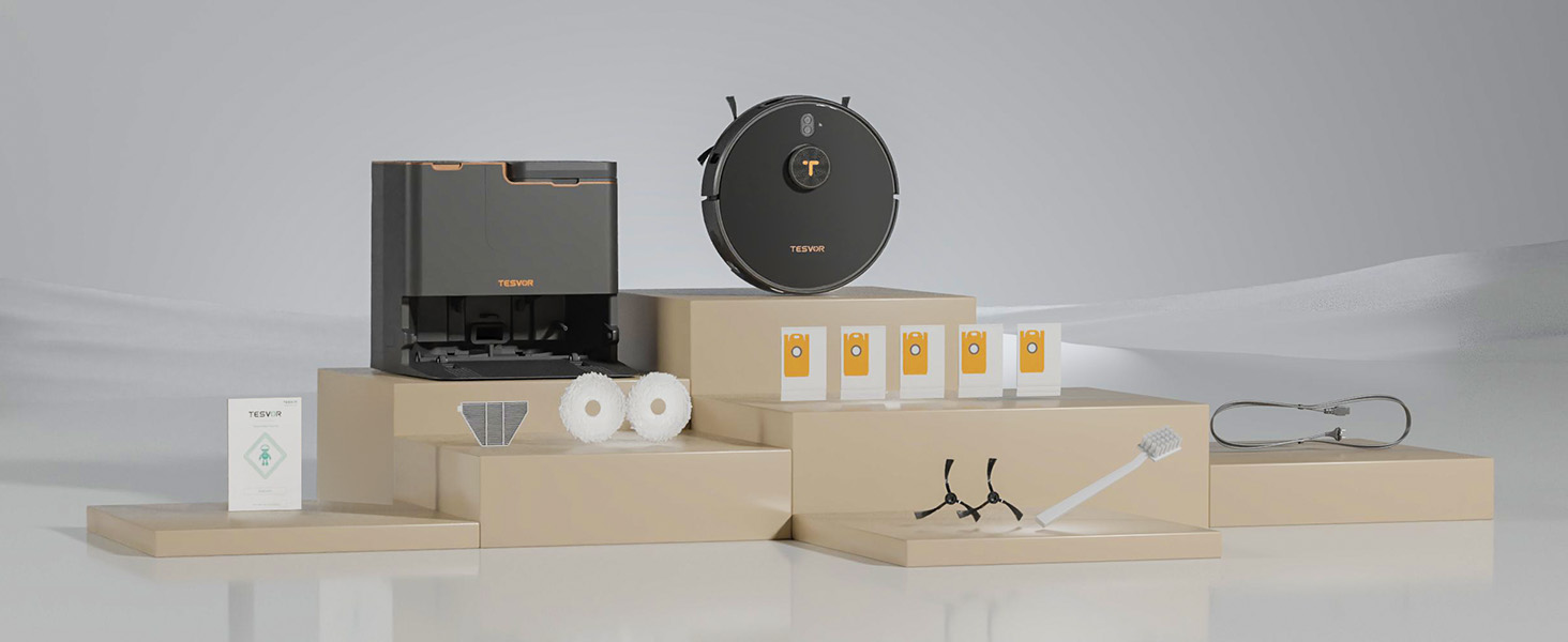 Робот-пилосос Tesvor S8 Pro з функцією миття - 8000Pa, 3в1, LiDAR-навігація, 240 хв роботи, керування через додаток/Alexa, для шерсті тварин, килимів та твердих підлог