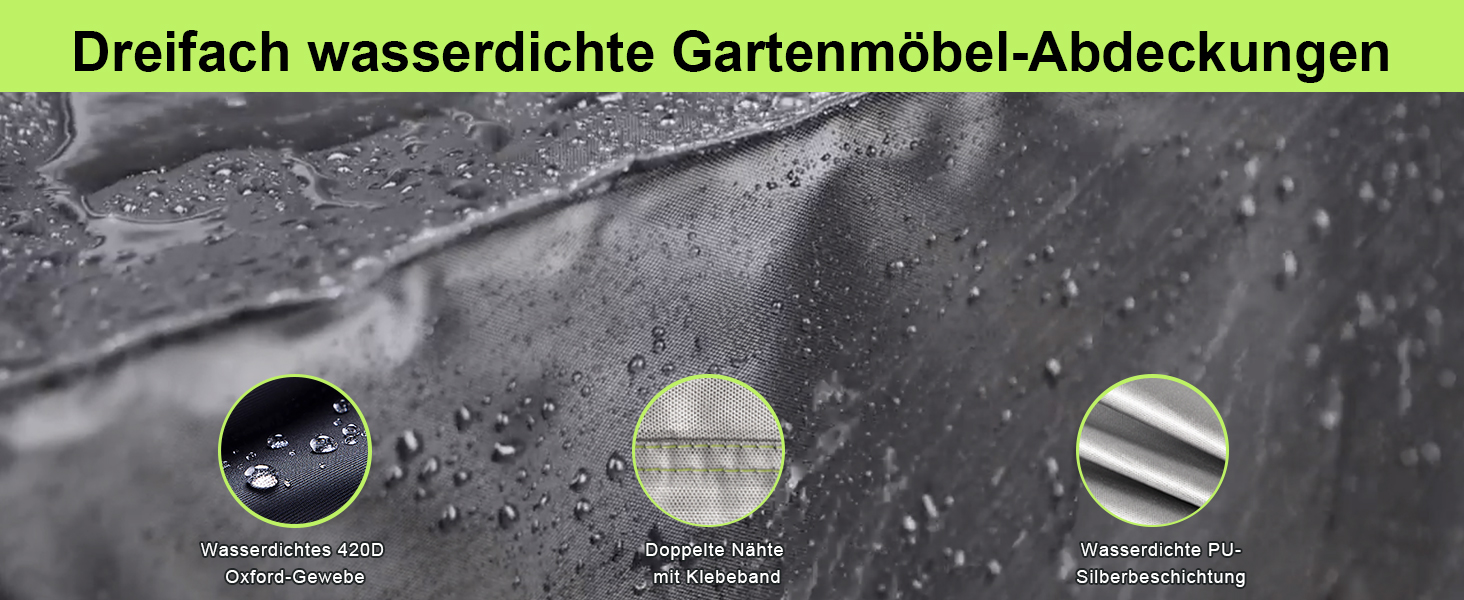 Накладка для садово-патіо меблів зимова, 420D Oxford, 250x150x90 см, водовідштовхуюча, UV-стійка, з вентиляційними отворами