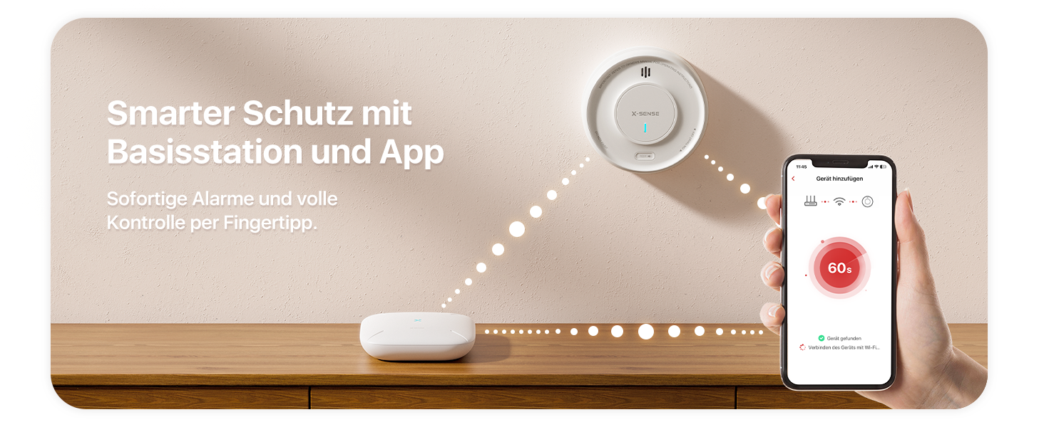X-Sense Детектор диму розумний Wi-Fi з магнітною кріпленням, мережевий, з базою SBS50, функція App, сумісний з Home Assistant, змінна батарея, XS0D-MR61 (1 шт.)