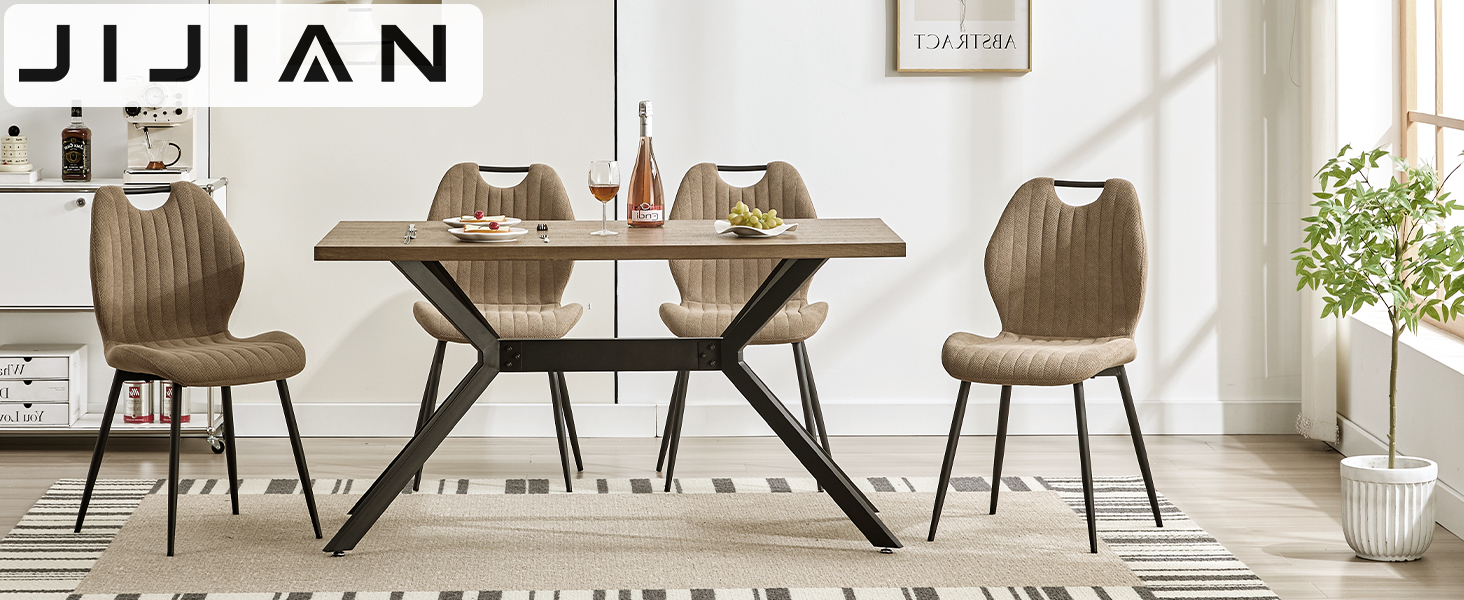 Набір обідніх стільців для кухні, вітальні, їдальні (6 шт., хакі) з м'яким сидінням та металевими ніжками