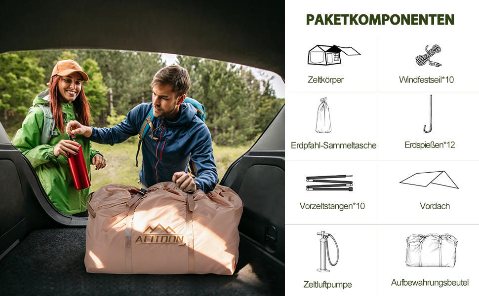 Надувний кемпінговий намет Oxford 420D Glamping для 2-3 осіб з насосом, водонепроникний (3000 мм), всесезонний вітрозахисний намет з москітною сіткою