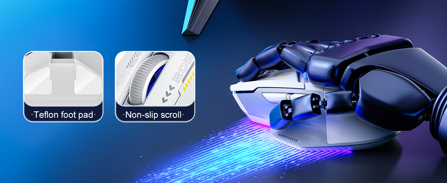 Ігрова миша inphic IN9 бездротова Tri-Mode (2.4G/Bluetooth/Type-C), 10000 DPI, RGB-підсвітка, програмована, акумуляторна, сіро-біла