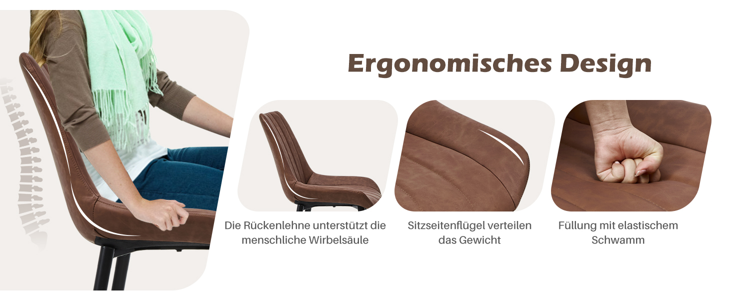 Тумба/стілець TUKAILAI для обідньої кімнати, 2 шт., штучна шкіра, коричневий, до 150 кг, для кухні та вітальні