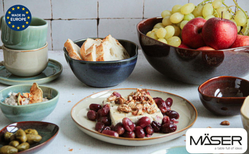 Набір кавових чашок MÄSER Cordelia (12 шт.) з високоякісного фарфору, 6 чашок та 6 блюдець, зелений колір