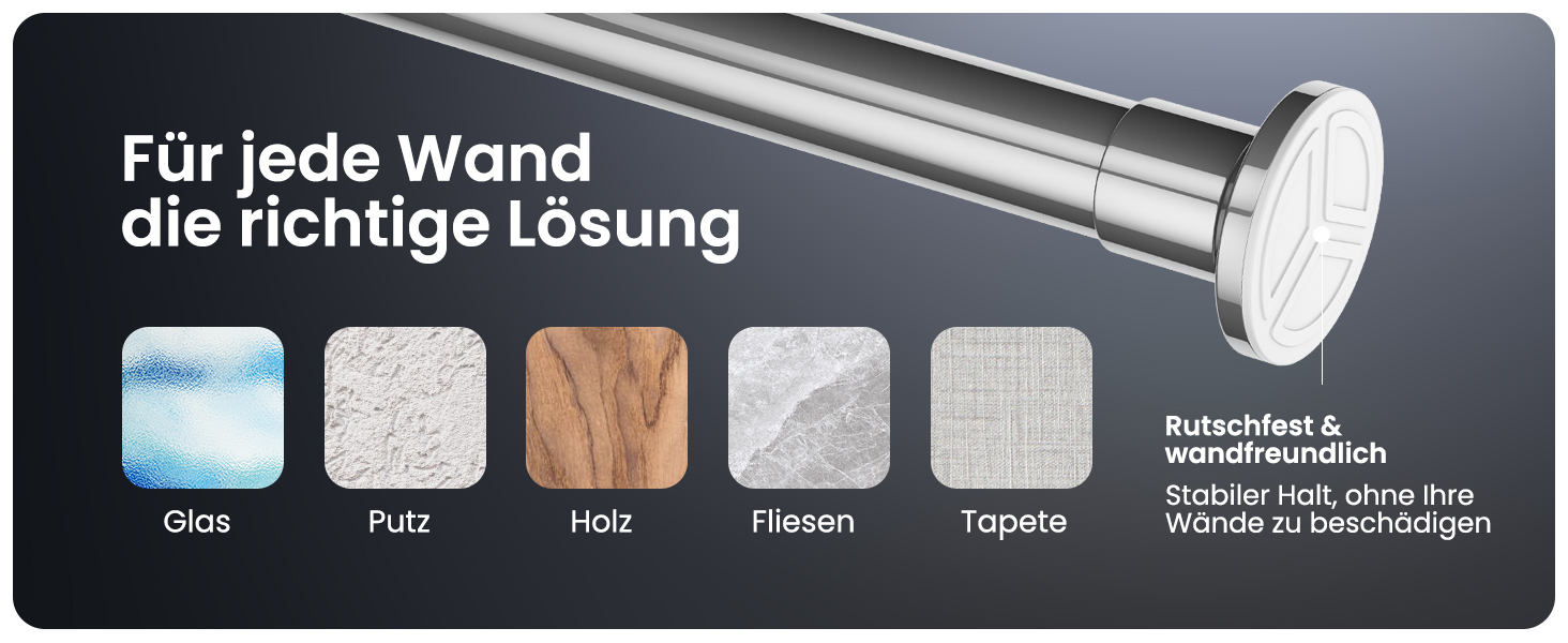 Штанга для душу без свердління 160-210 см, срібна, Ø 25 мм, телескопічна, з кріпленнями. Підходить для ванної, душової кабіни та перегородки. Нержавіюча сталь.