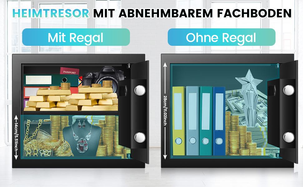 Великий сейф для дому: вогнестійкий, водонепроникний, з ключем та кодовим замком, 40л