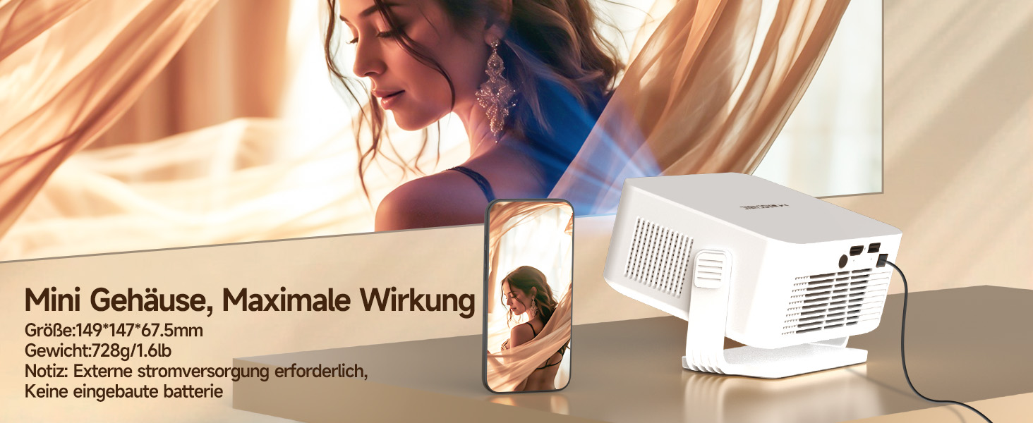 Magcubic HY300max Міні проектор 4K/8K з Android 14, WiFi 6, Bluetooth 5.4, Автофокус, для домашнього кінотеатру, білий
