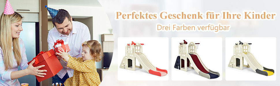 Дитячий ігровий комплекс COSTWAY 6-в-1: гірка, драбинка, баскетбольний кошик, кільця, тунель, телескоп (Рожевий)