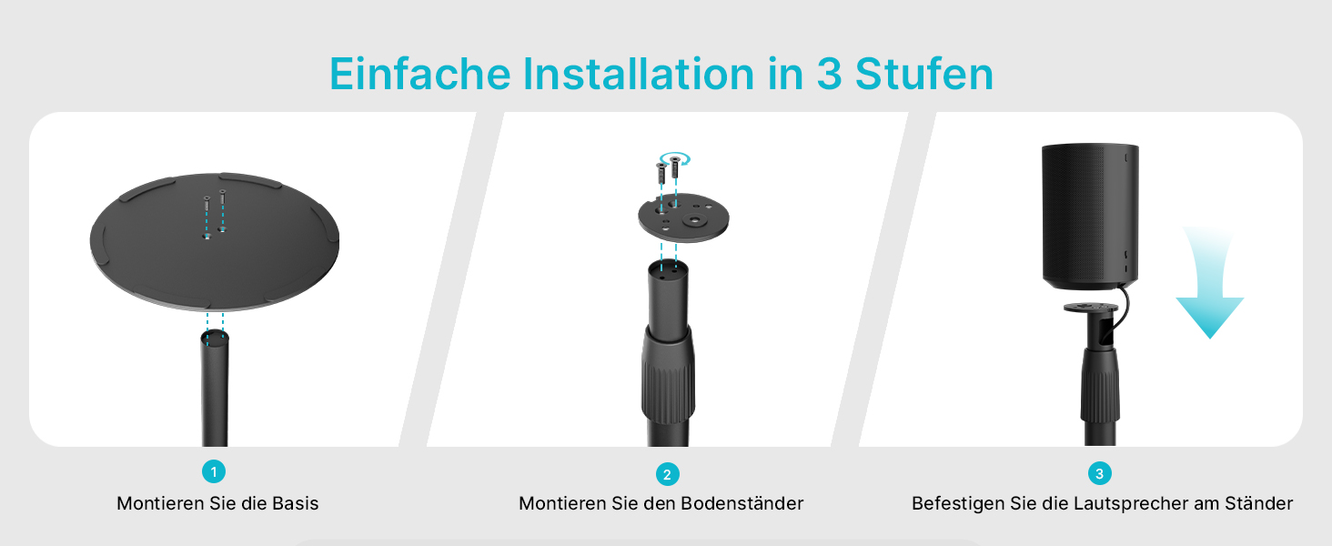 Підставка для колонок PEGZONE, сумісна з SONOS Era 300/100, регульована висота, з кабельною організацією, чорна, 2 шт.