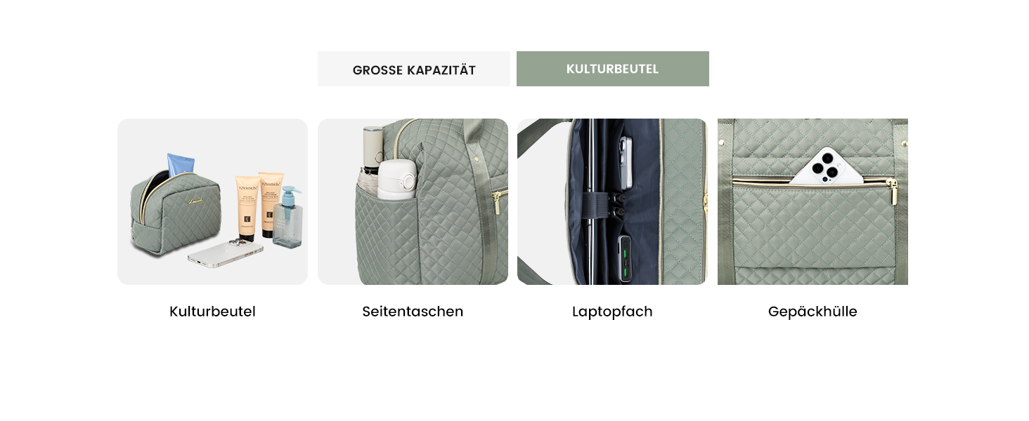 Спортивна сумка LOVEVOOK для жінок з відділенням для ноутбука, 35L, сіро-зелений колір