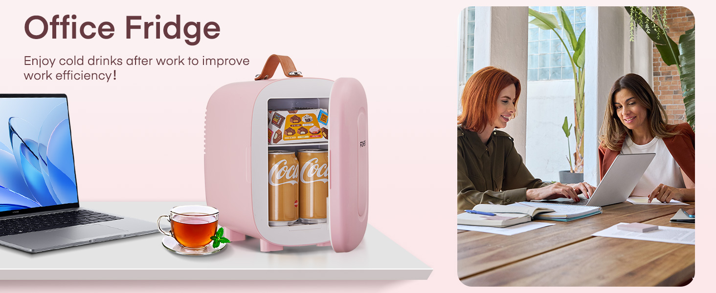 Міні холодильник FOHERE 5 літрів, USB живлення, 220V/12V, для напоїв та косметики, білий (рожевий)