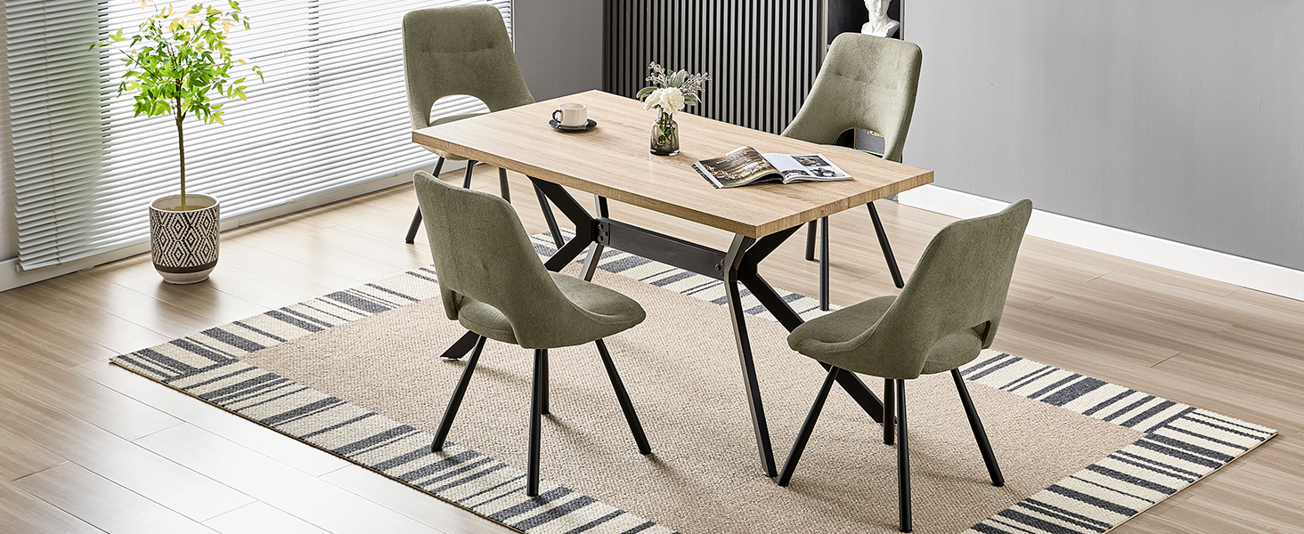 Набір з 4-х обідніх стільців, 180° поворотні, з м'яким сидінням, матеріал: бавовна-кашемір, сучасний дизайн, металеві ніжки, колір: хакі