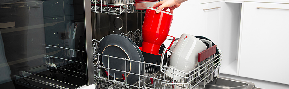 Термос Wash Thermoskanne чорного кольору 1л, зберігає напої гарячими та холодними до 6 годин, з подвійним скляним вкладишем, щільний гвинтовий ковпачок, придатний для миття в посудомийній машині