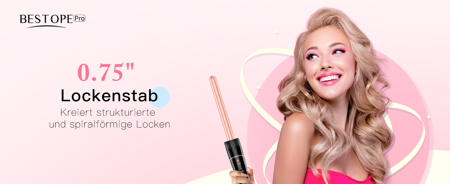 BESTOPE PRO Lockenstab 6-в-1: великі та малі локони, різні насадки, регулювання температури, рожеве золото