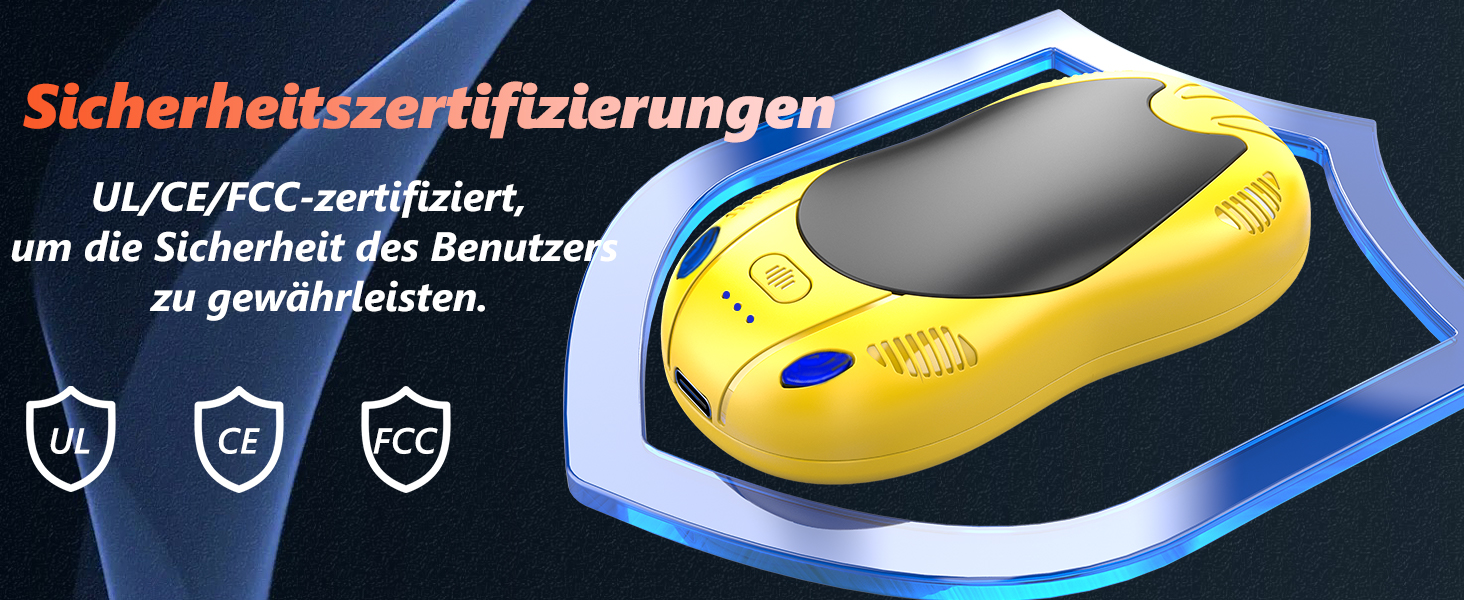 Електричні грілки для рук FANDLISS з магнітом, 10000mAh, 2 шт., з двостороннім нагрівом, USB, багаторазові, 3 рівні нагріву, для відпочинку на природі, гольфу, кемпінгу (3 жовті + чорні)