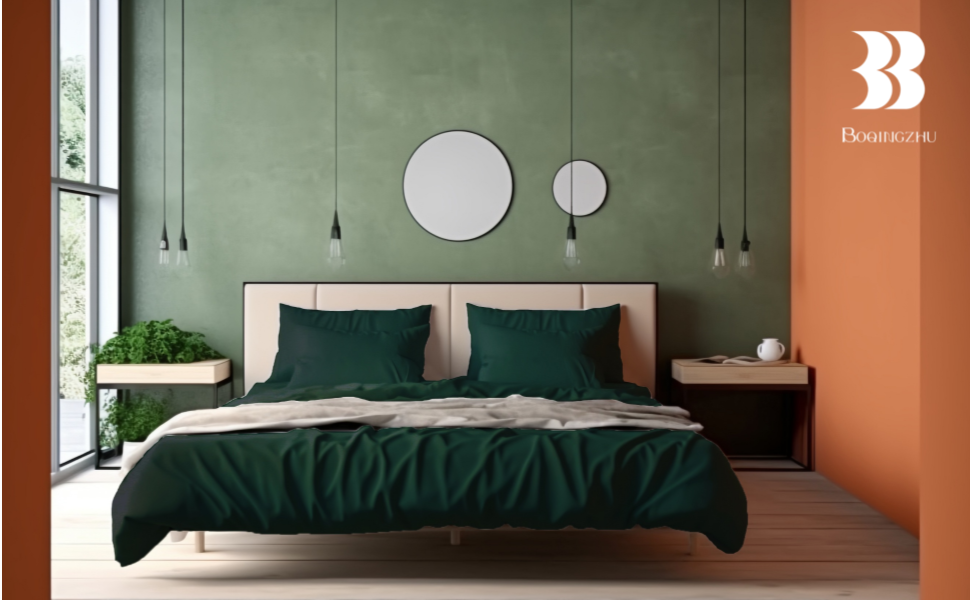 Бетлічна постільна білизна Baumwolle 200x220 см. Зелений, темно-зелений, салатний колір. Комплект: простирадло 200x220 см та 2 наволочки 80x80 см з блискавкою. Бавовна.