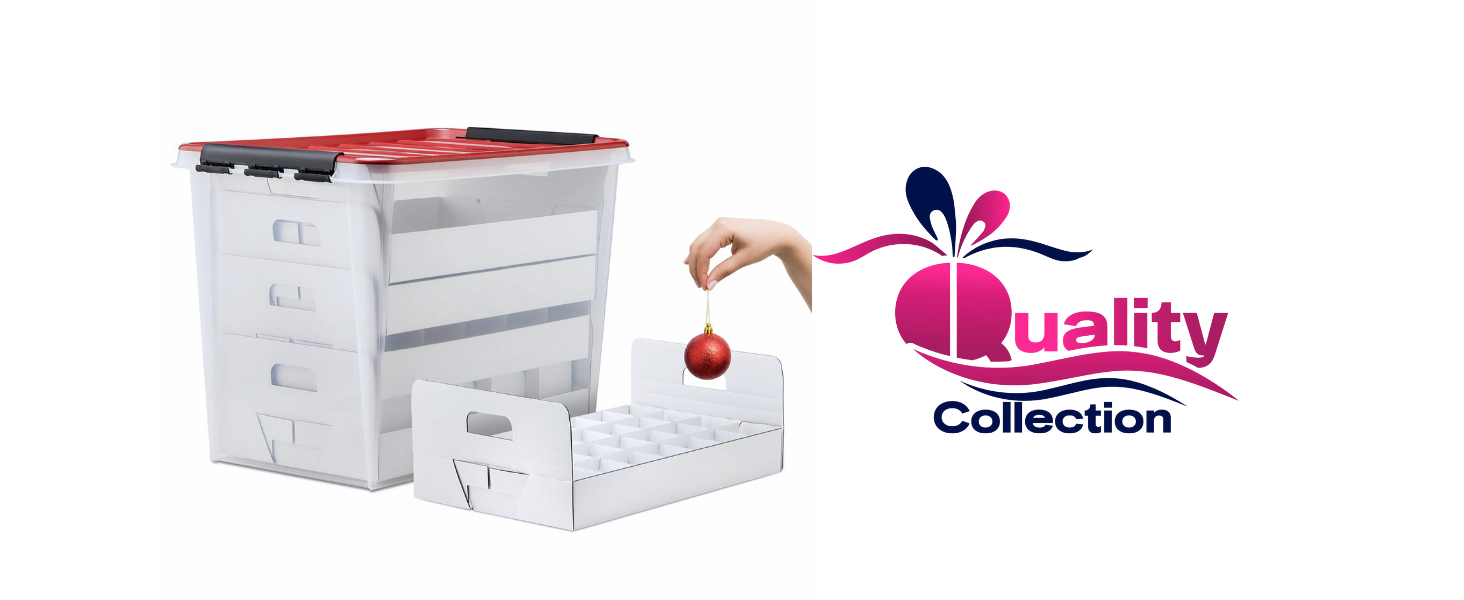 Коробка для новорічних кулі - ялинкових прикрас та декору (61 літр), червона