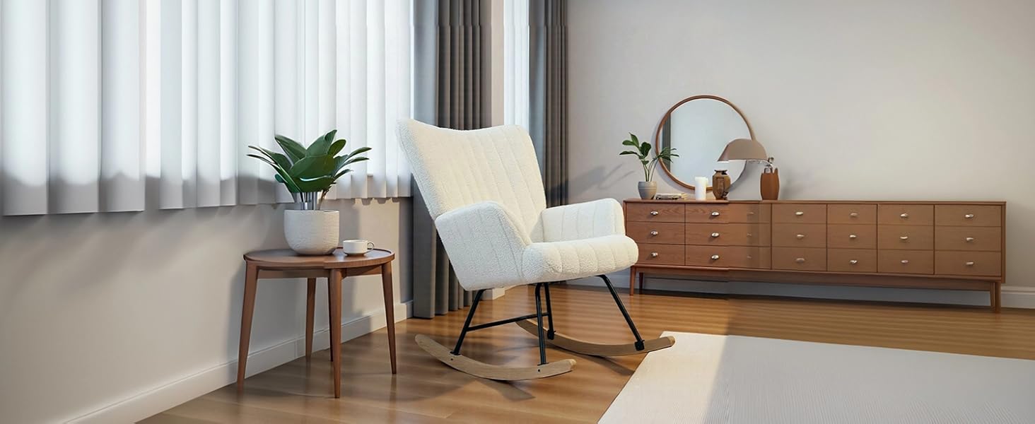 Крісло-гойдалка Vielllliving для спальні, 150 кг, темно-сірий (бежевий), 93x84x55.5 см