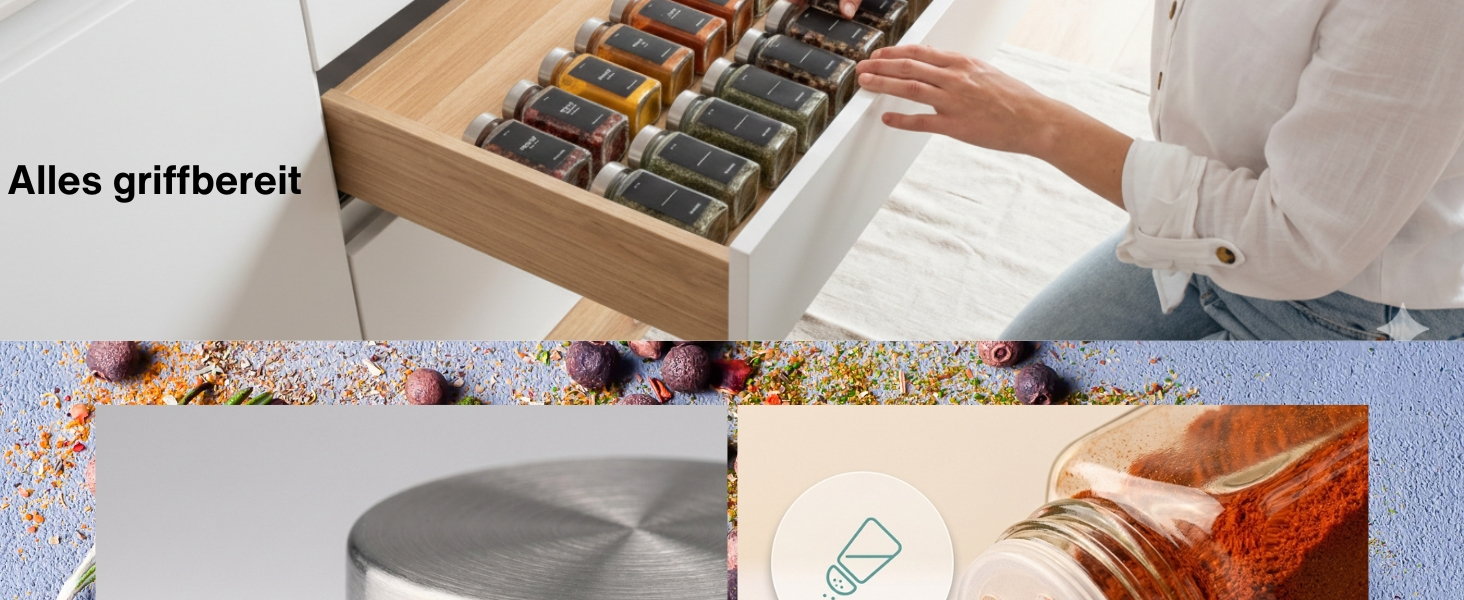 Набір скляних баночок для спецій Deco haus® 36 шт. з етикетками та дозаторами