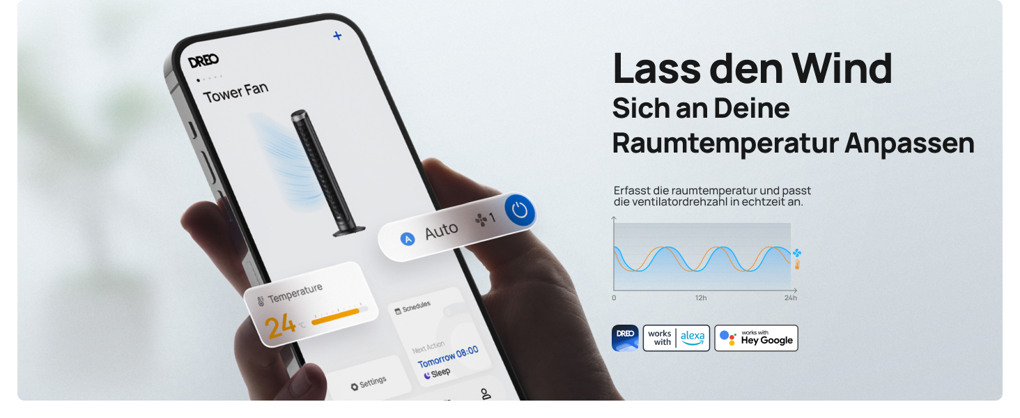Вентилятор підлоговий Dreo Smart з осциляцією 90°, Wi-Fi, пульт, таймер 12 год, сріблястий