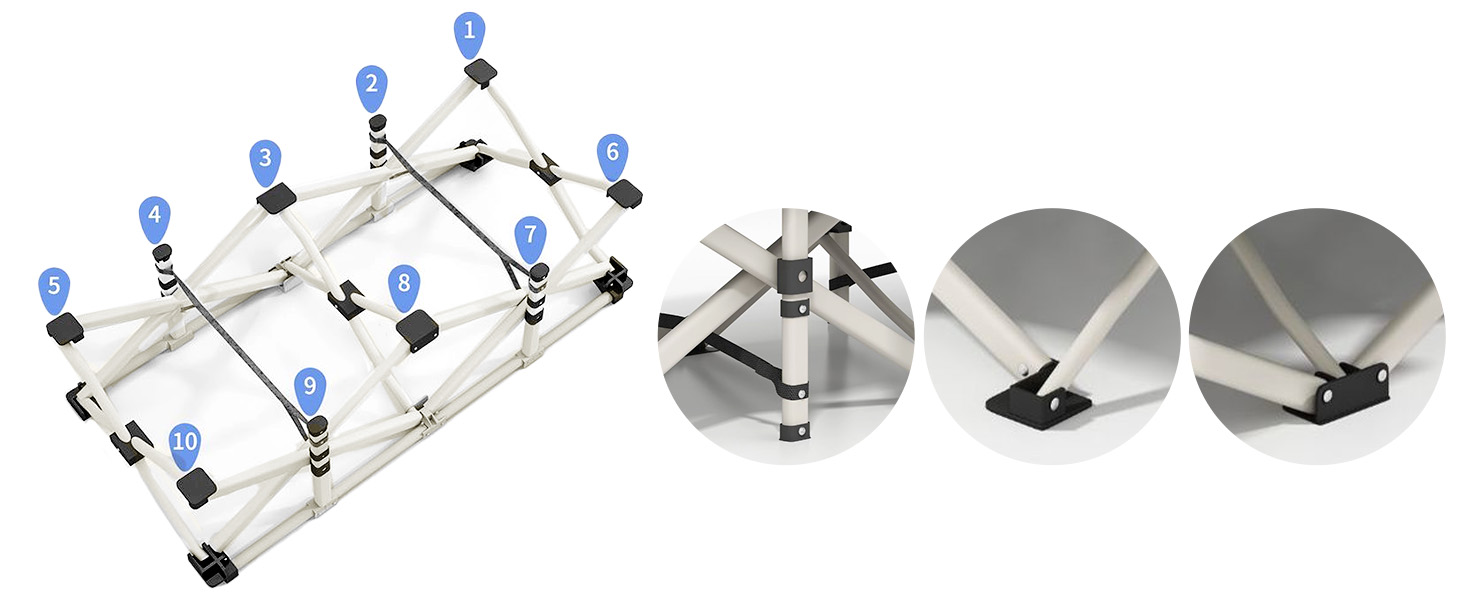 Розкладне кемпінгове ліжко CALIYO, польове ліжко для гостей до 200 кг, 190 x 68 x 40 см, з сумкою для зберігання, світло-сіре