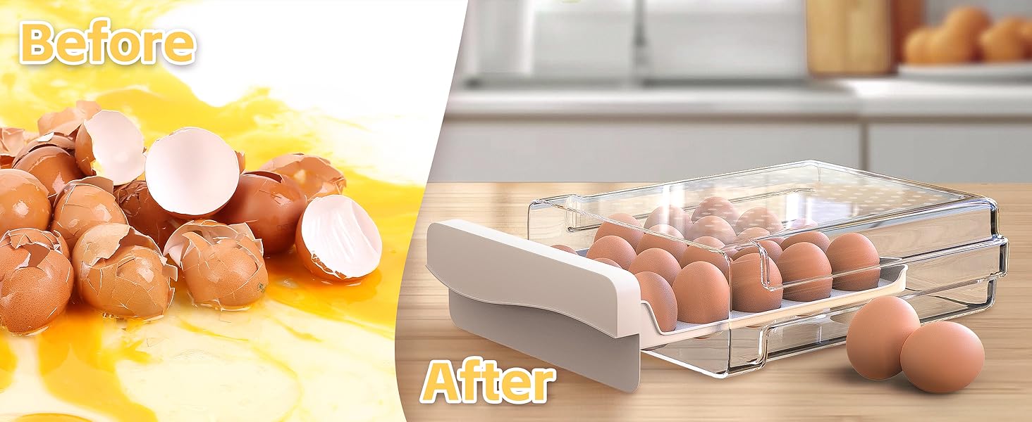 Контейнер для яєць Deecam: органайзер для холодильника на 20 яєць, прозорий, білий