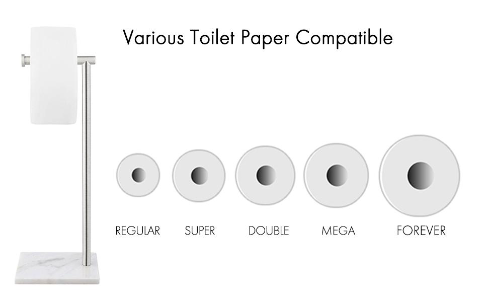 Тримач туалетного паперу KES Окремо стоячий тримач туалетного паперу з нержавіючої сталі SUS304 Тримач туалетного паперу Підставка для туалетного паперу Тримач рулону туалетного паперу Стояча мармурова основа Тримач рулону матовий, BPH285S1-2 матовий мармур