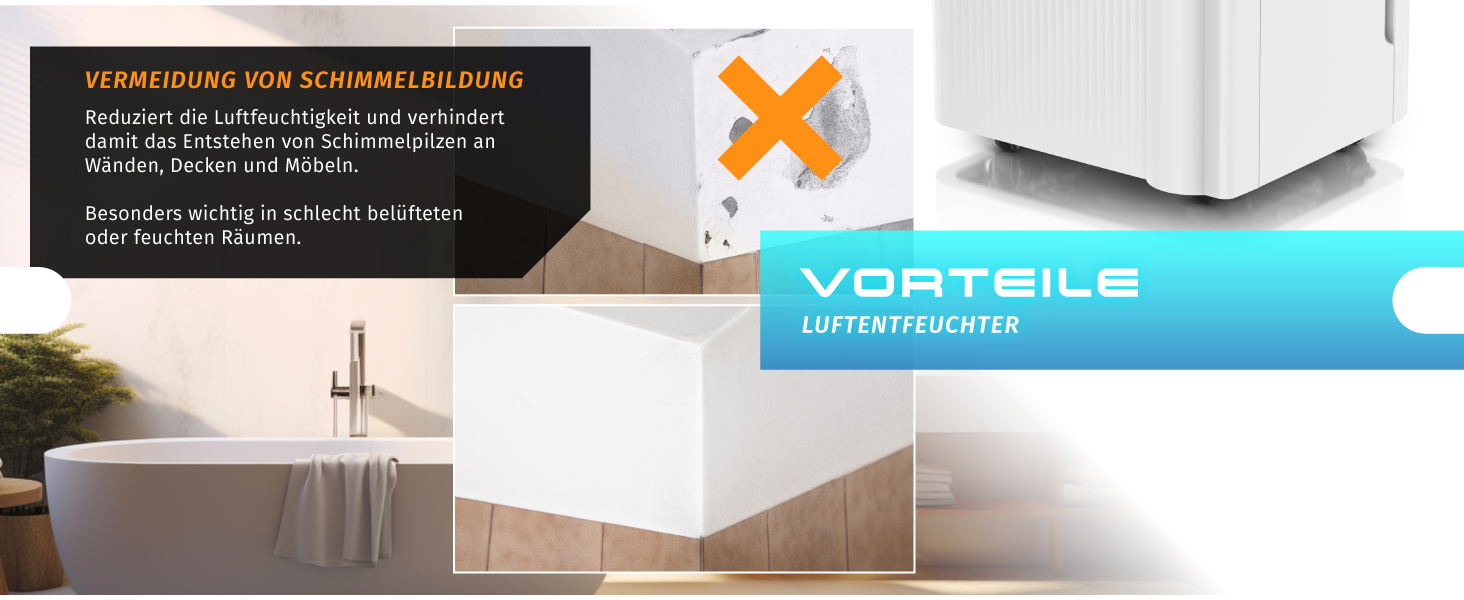 Електричний осушувач повітря Brandson з компресором, 12 літрів, Wi-Fi, з таймером, функцією відтавання, білий