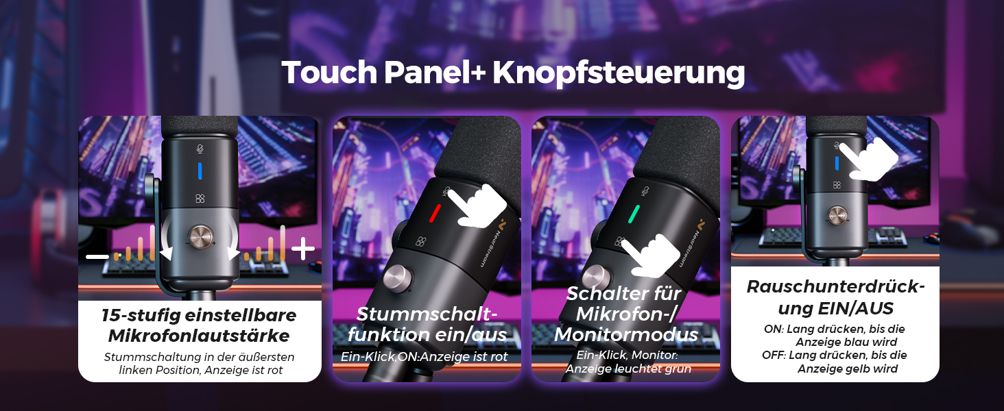 Конденсаторний мікрофон NearStream AM25X з підставкою, USB/XLR, для подкастів, стрімінгу, студії та ігор (PC/PS5/PS4), з функцією моніторингу та шумозаглушення